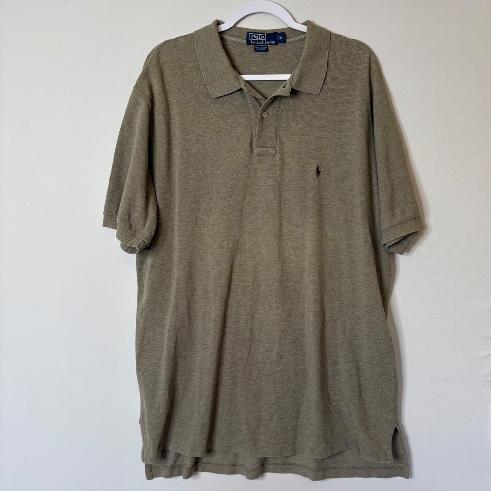 Vtg‎ Polo Ralph Lauren Shirt Mens XL Earthy Khaki Pique 90s Old Money Gorpcore